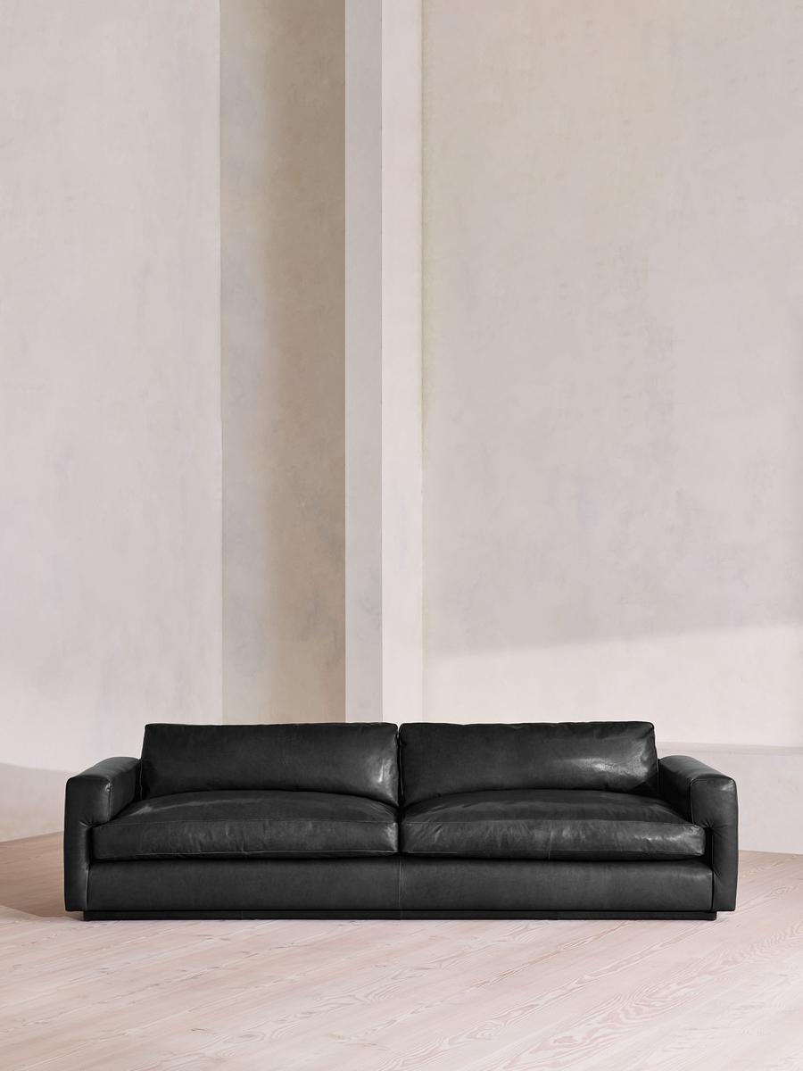 Mossley Four Seater Sofa, Leather, Black