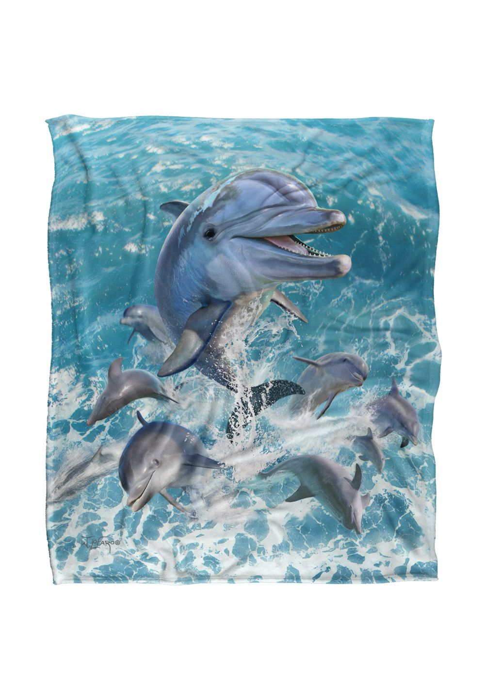 JQ Licensing Jlo Dolphins Jumping Silky Touch Super Soft Throw Blanket 152 X 127 cm in White