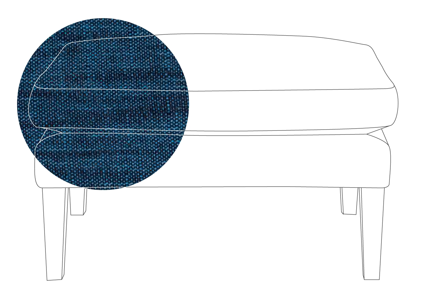 Heal's Wallis Ottoman Broad Weave Lagoon Natural Feet