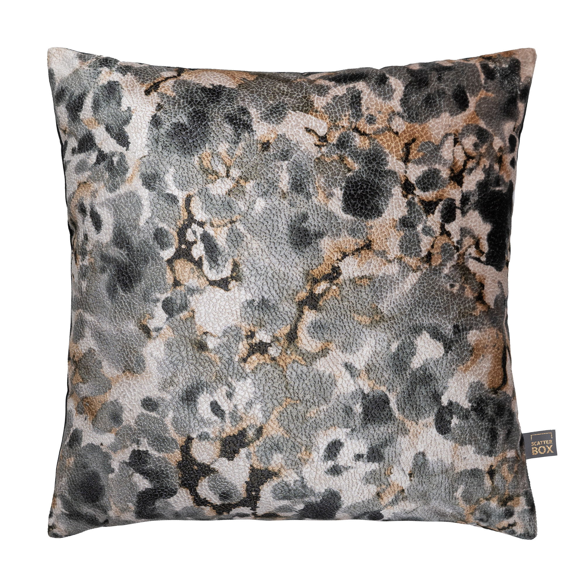 Dusky Bloom Cushion, Square, Black Polyester | Barker & Stonehouse