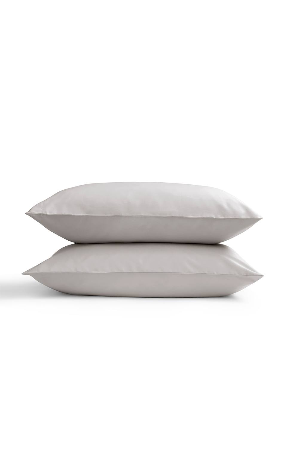 CHRISTY 400TC Luxury Cotton Sateen Plain Dye Pillowcases Pair in Pale Grey