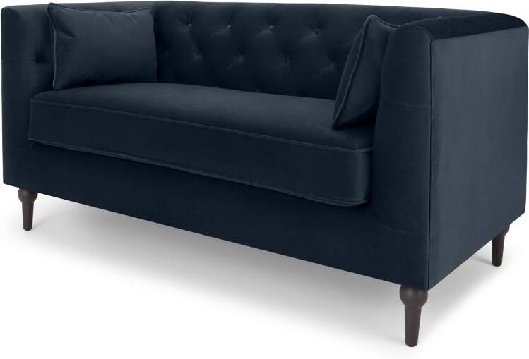 Flynn 2 Seater Sofa, Sapphire Blue Velvet