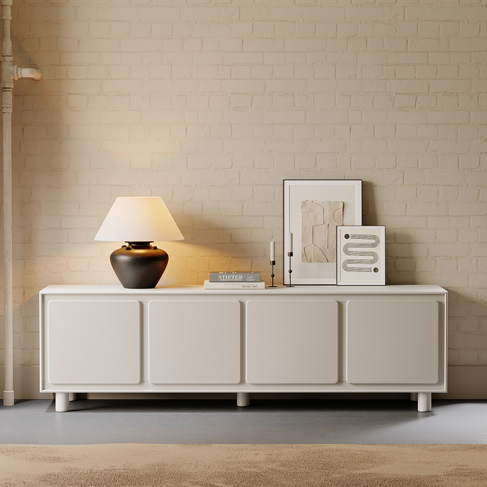 1830mm Modern White Rectangle Tall TV Stand with Storage for 1650 to 1900mm TV