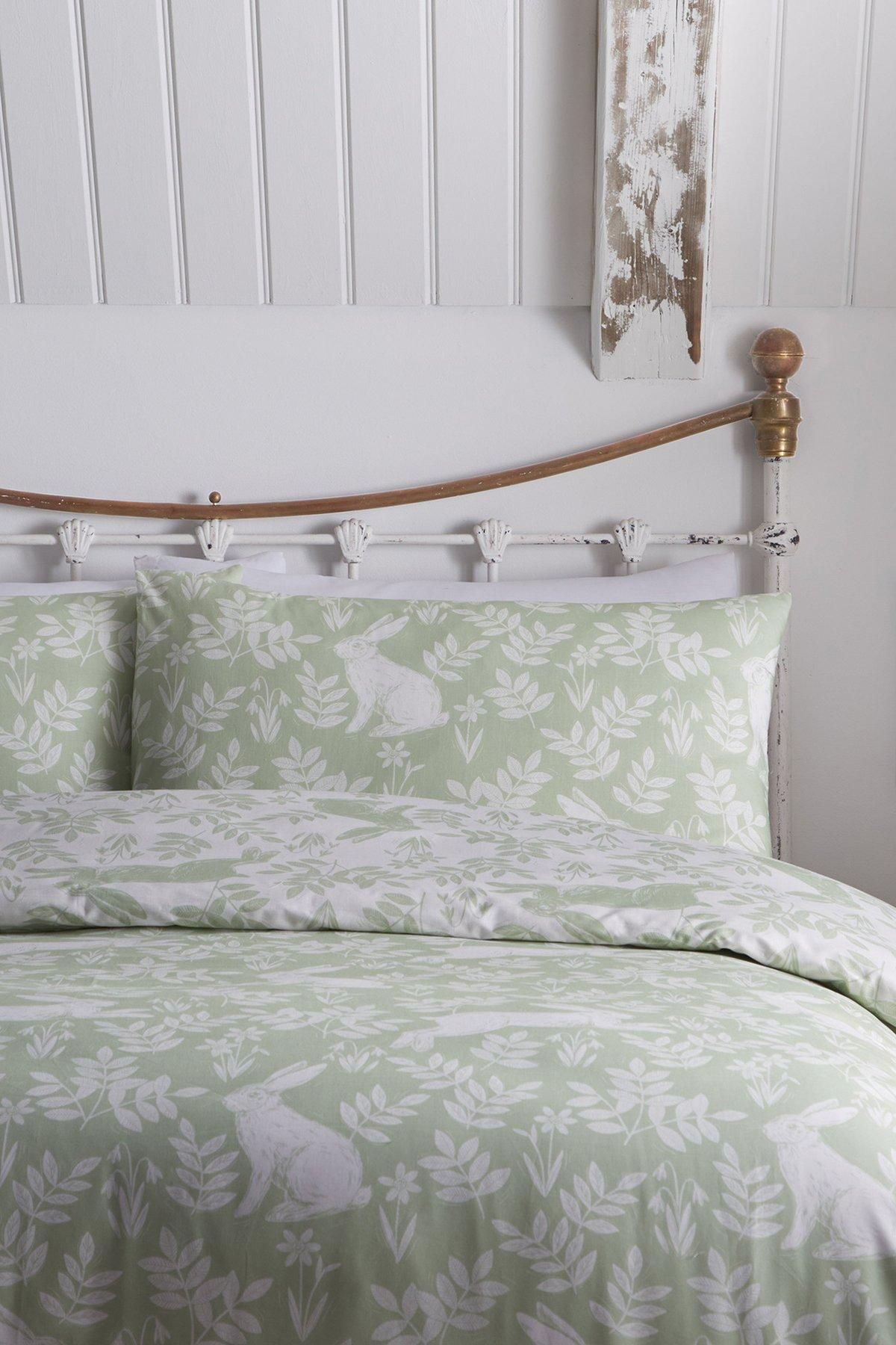 Dreams & Drapes 'Spring Rabbits' Reversible Duvet Cover Set in Green 2