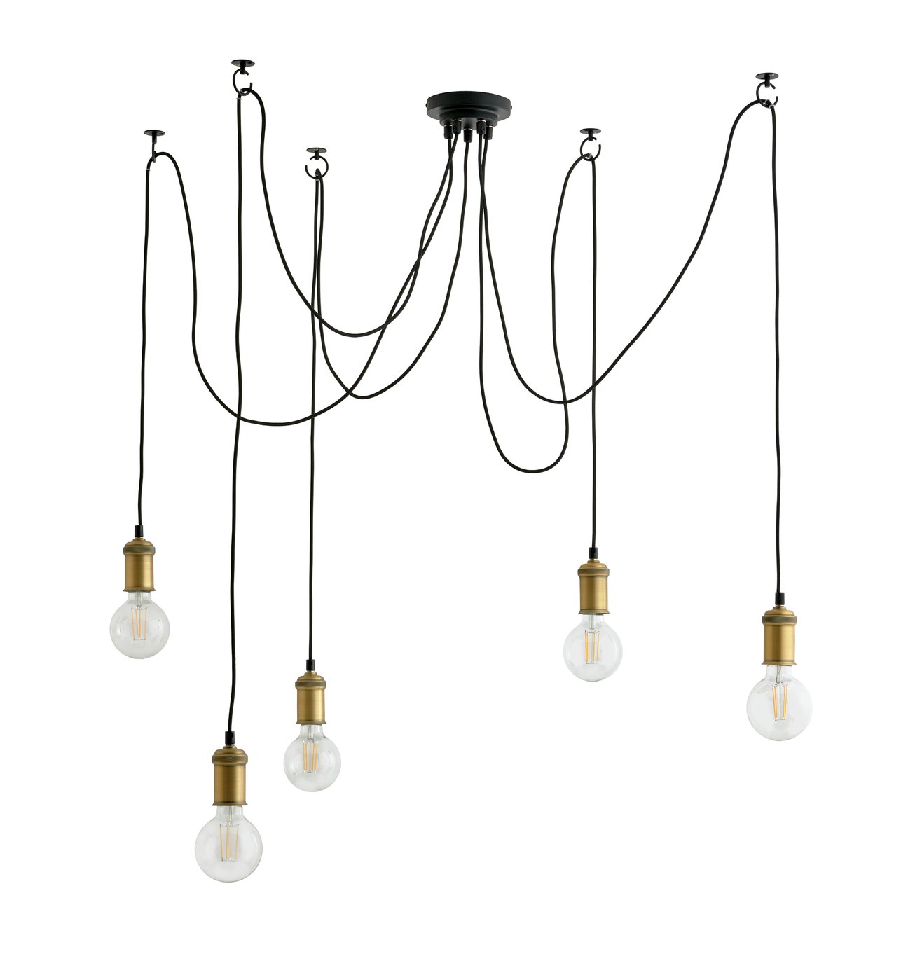 Habitat Nyos Spider 5 Light Chandelier - Black & Brass