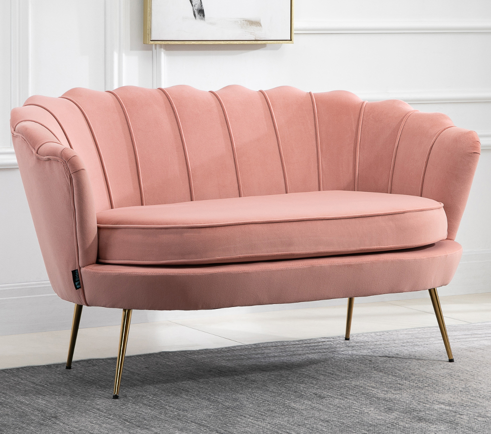 Ariel Coral Fabric 2 Seater Sofa