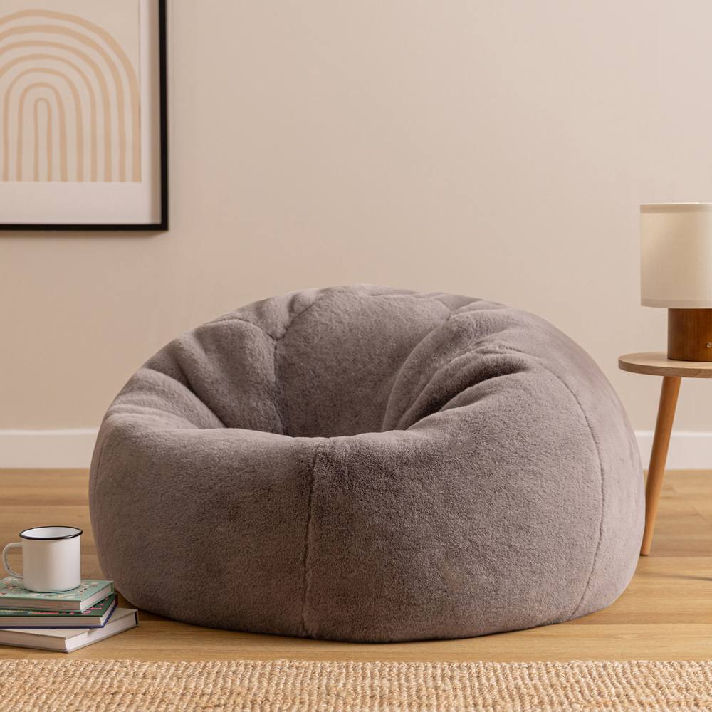 icon Kingston Faux Fur Classic Dome Bean Bag in Light Grey