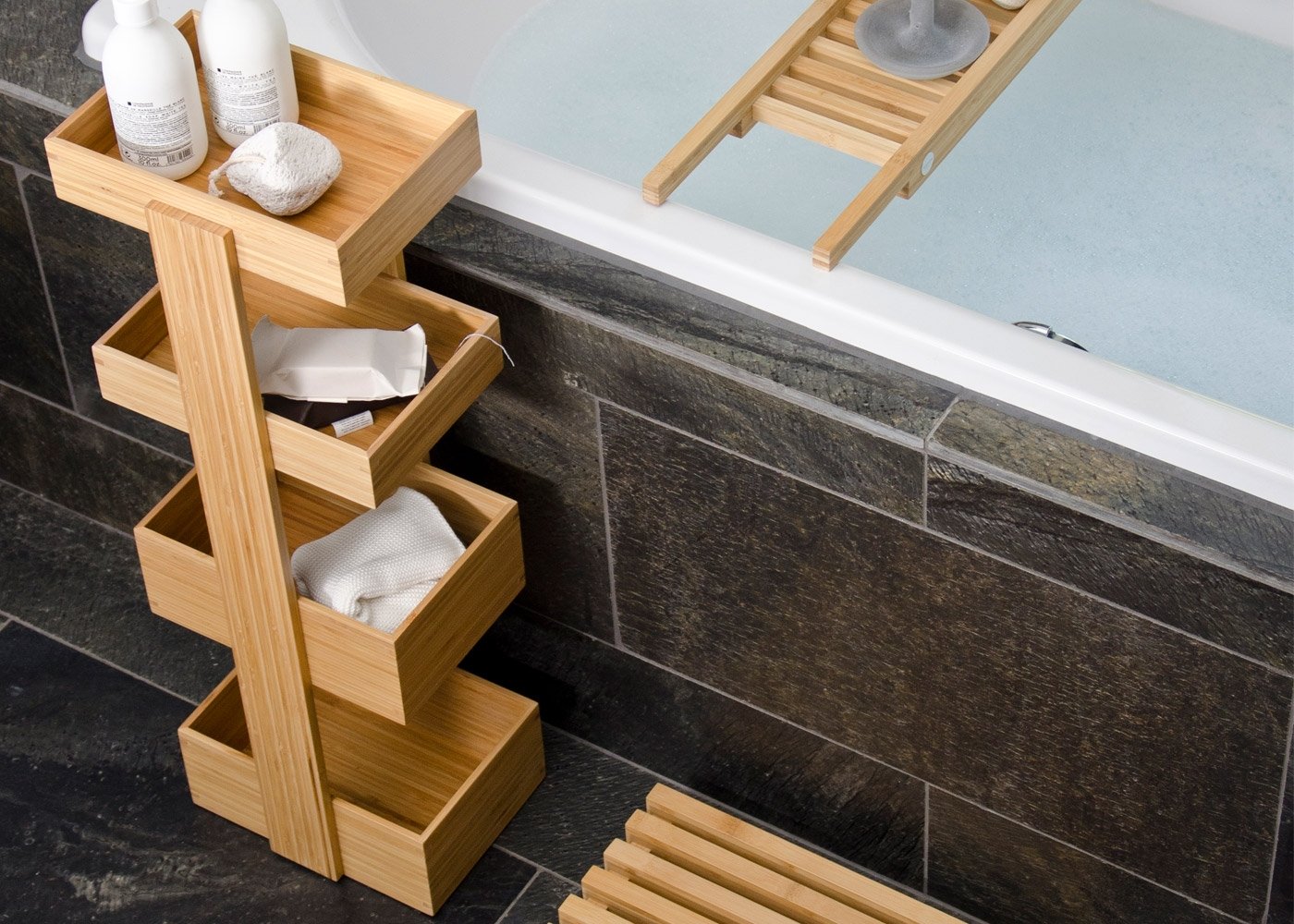 Wireworks Arena Bathroom Storage Stand Bamboo 4 Tier
