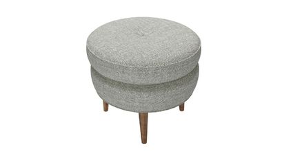 Felix Round Footstool in Grey Marl Highland Tweed