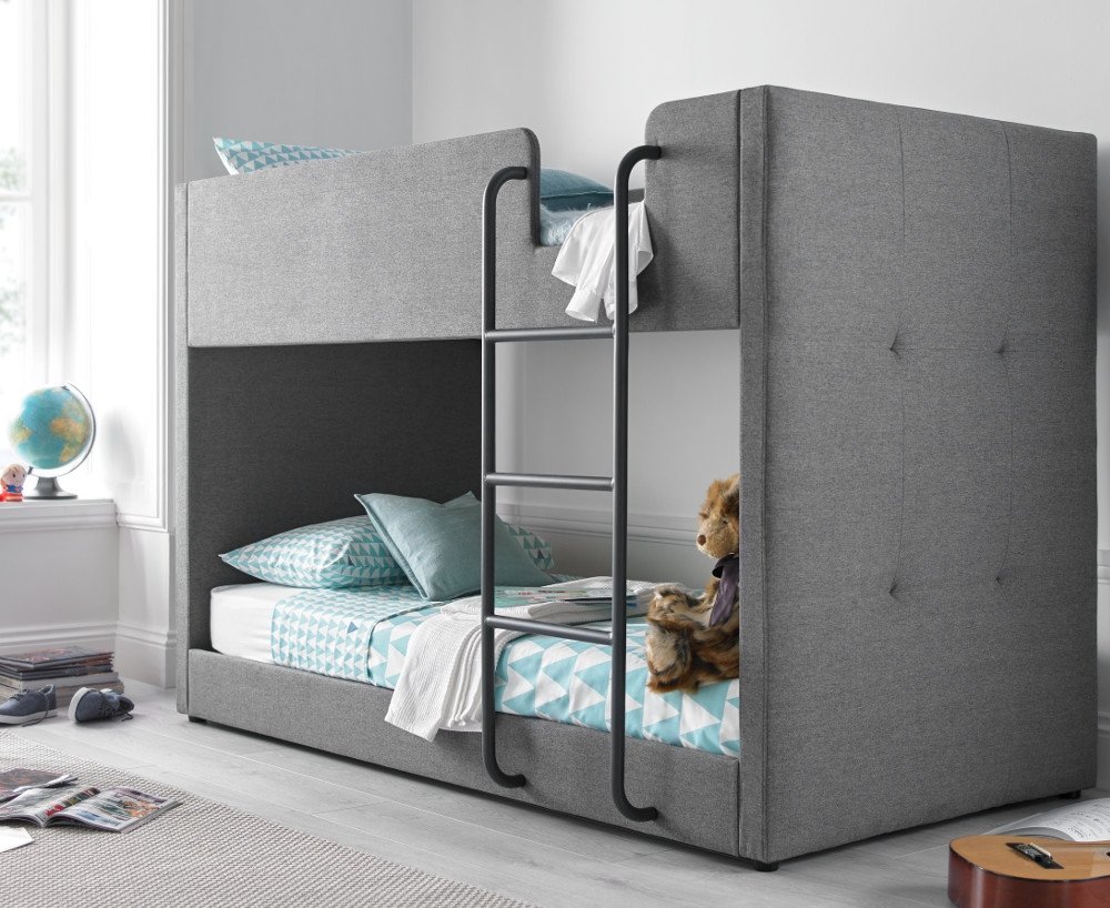 Saturn Grey Fabric Bunk Bed - 3ft Single
