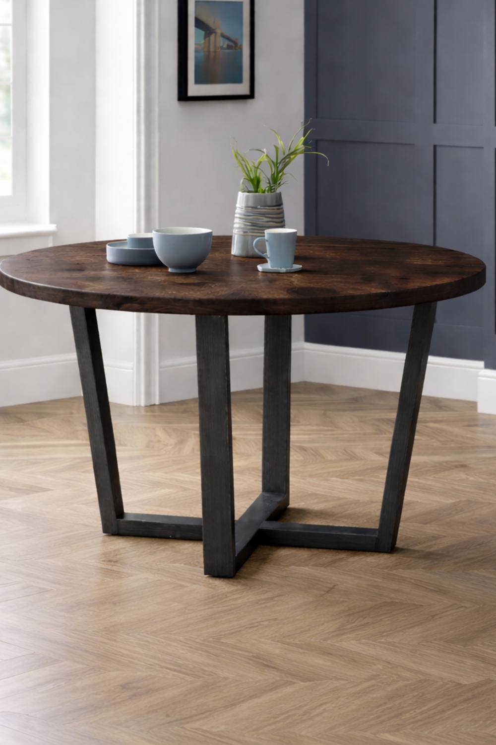 Julian Bowen Brooklyn Round 4 Seater Dining Table in Dark Brown