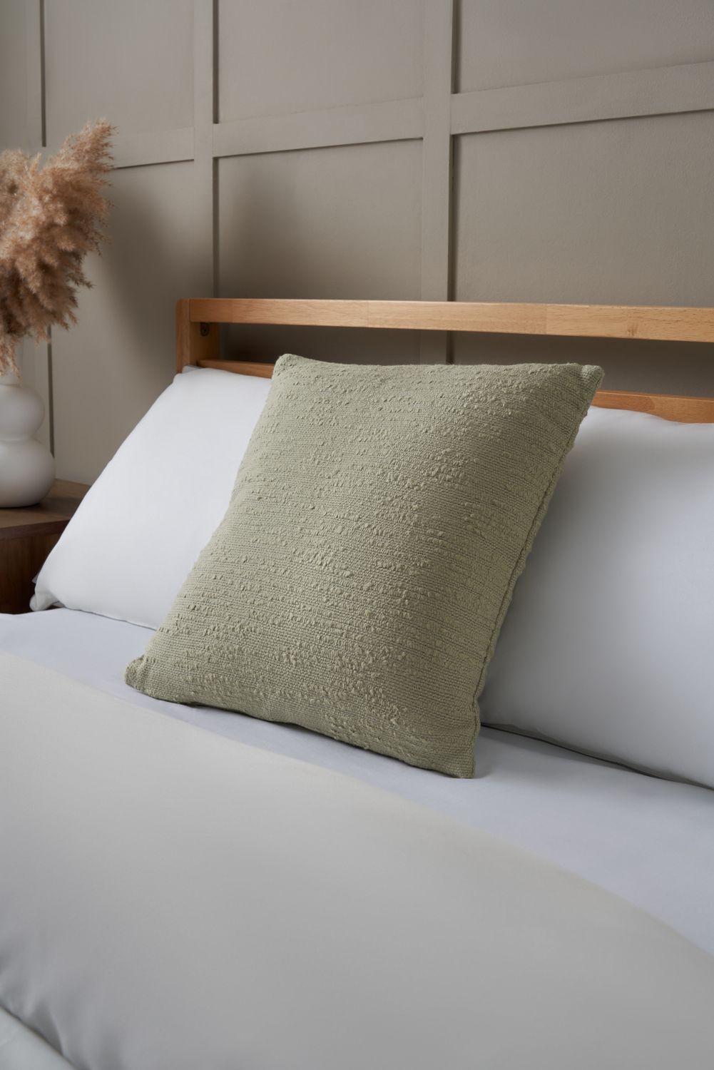 BHS Textured Slub Cushion in Green