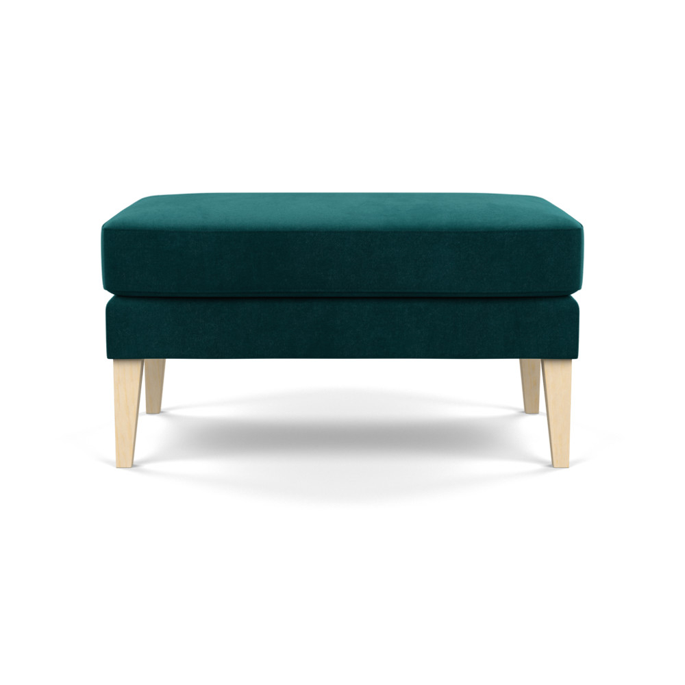 Heal's Richmond Ottoman Smart Luxe Velvet Ocean Natural Ash Feet
