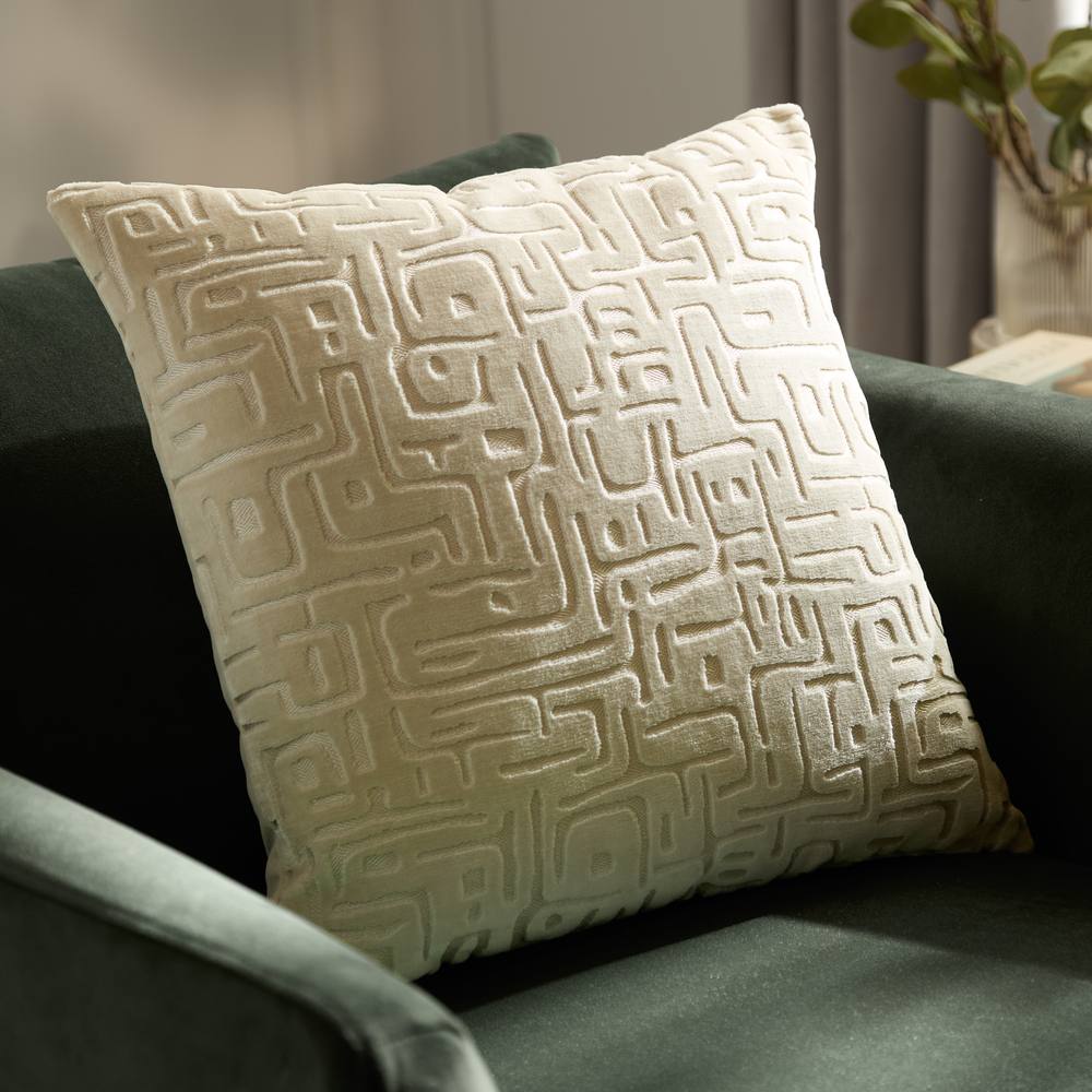 HOEM Soren Cut Velvet Abstract Cushion in Off-White