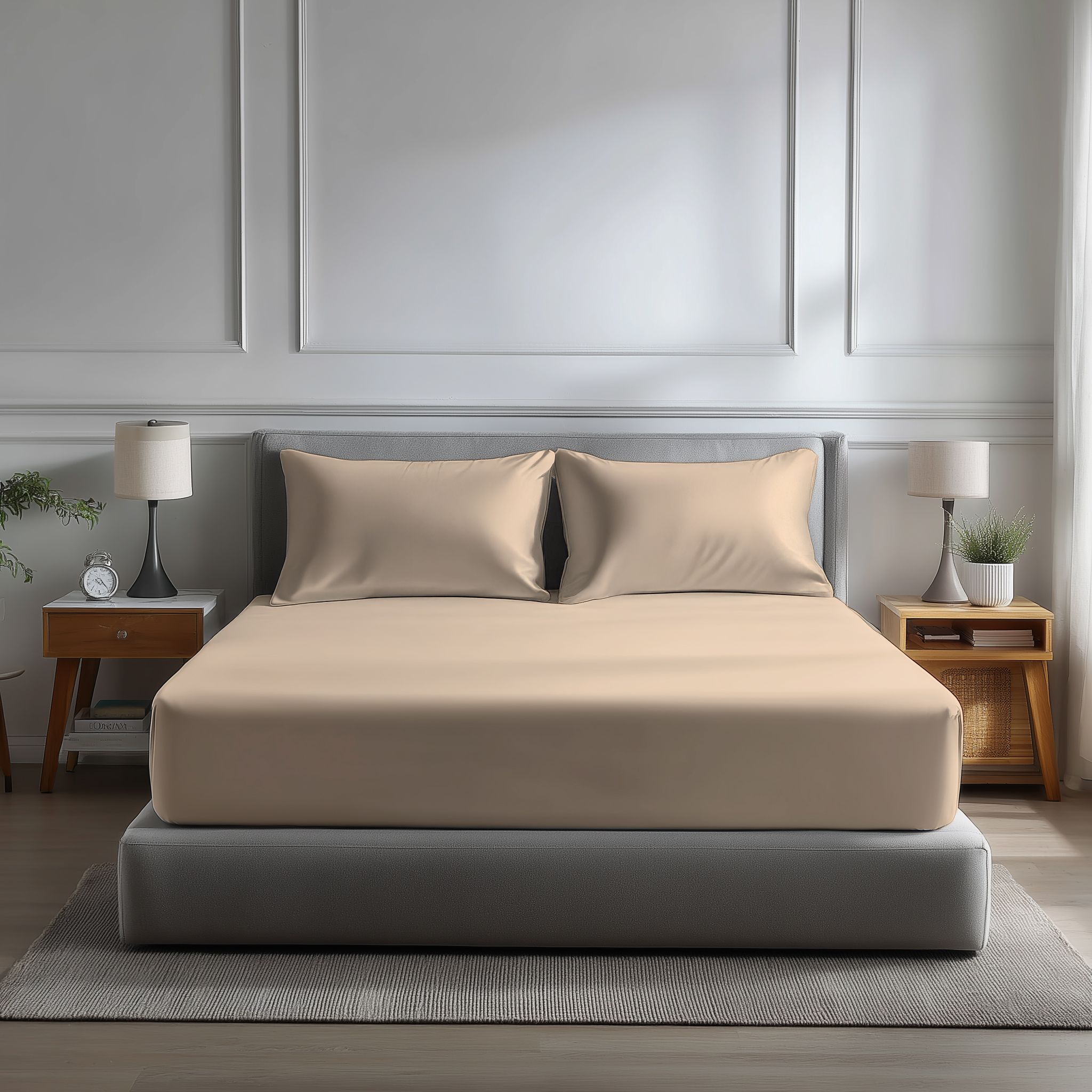 Snug City Microfibre Soft Touch Fitted Sheet 40cm Extra Deep Skirt Plain Dyed Bed Linen in Cream