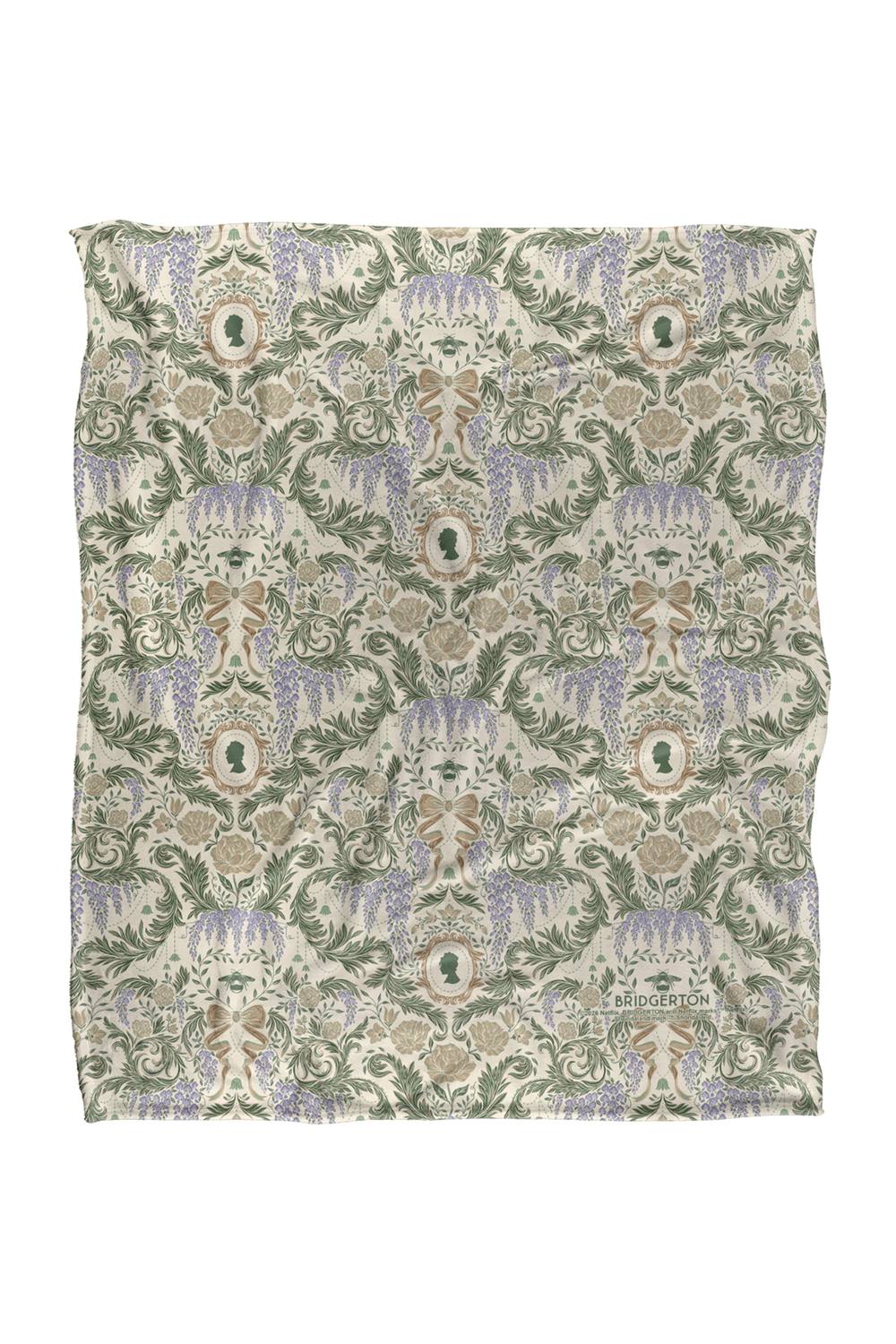 Netflix Bridgerton Damask Pattern Silky Touch Soft Throw Blanket 152 X 127 Cm