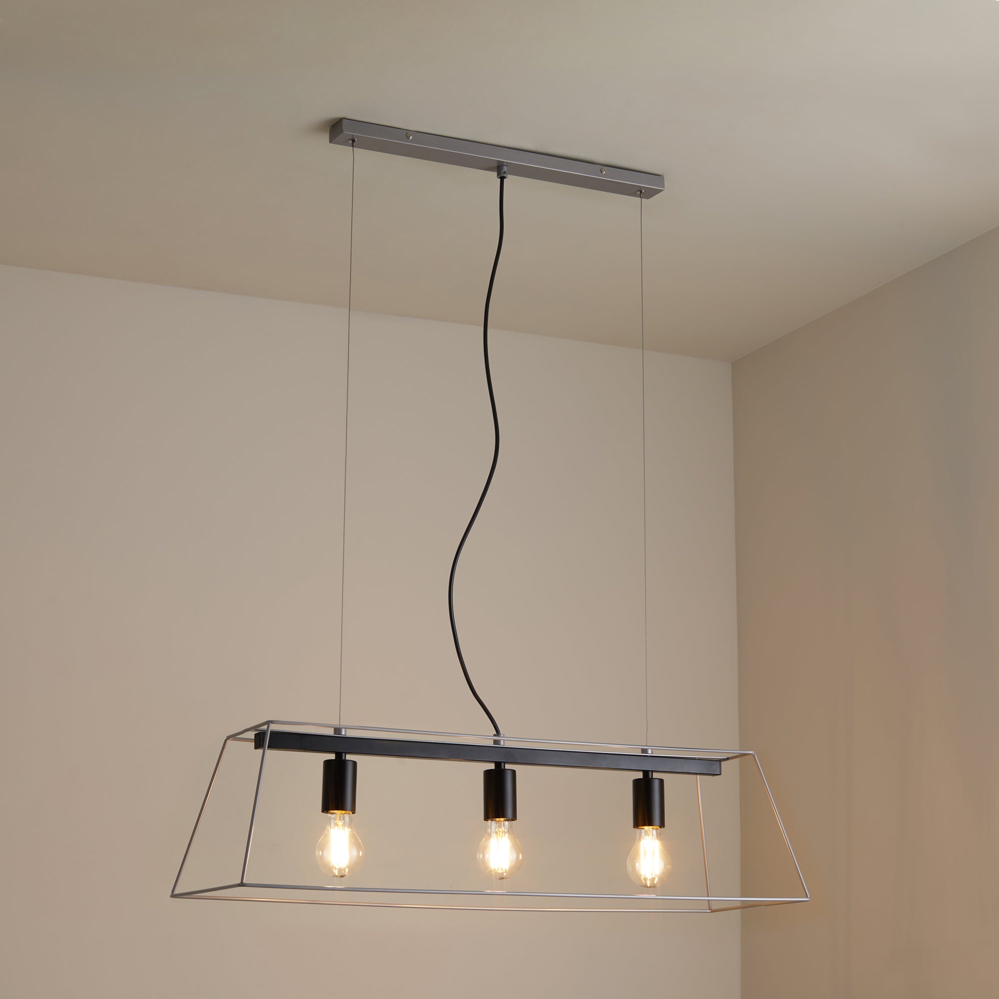 Nella 3 Light Silver Diner Ceiling Fitting Silver