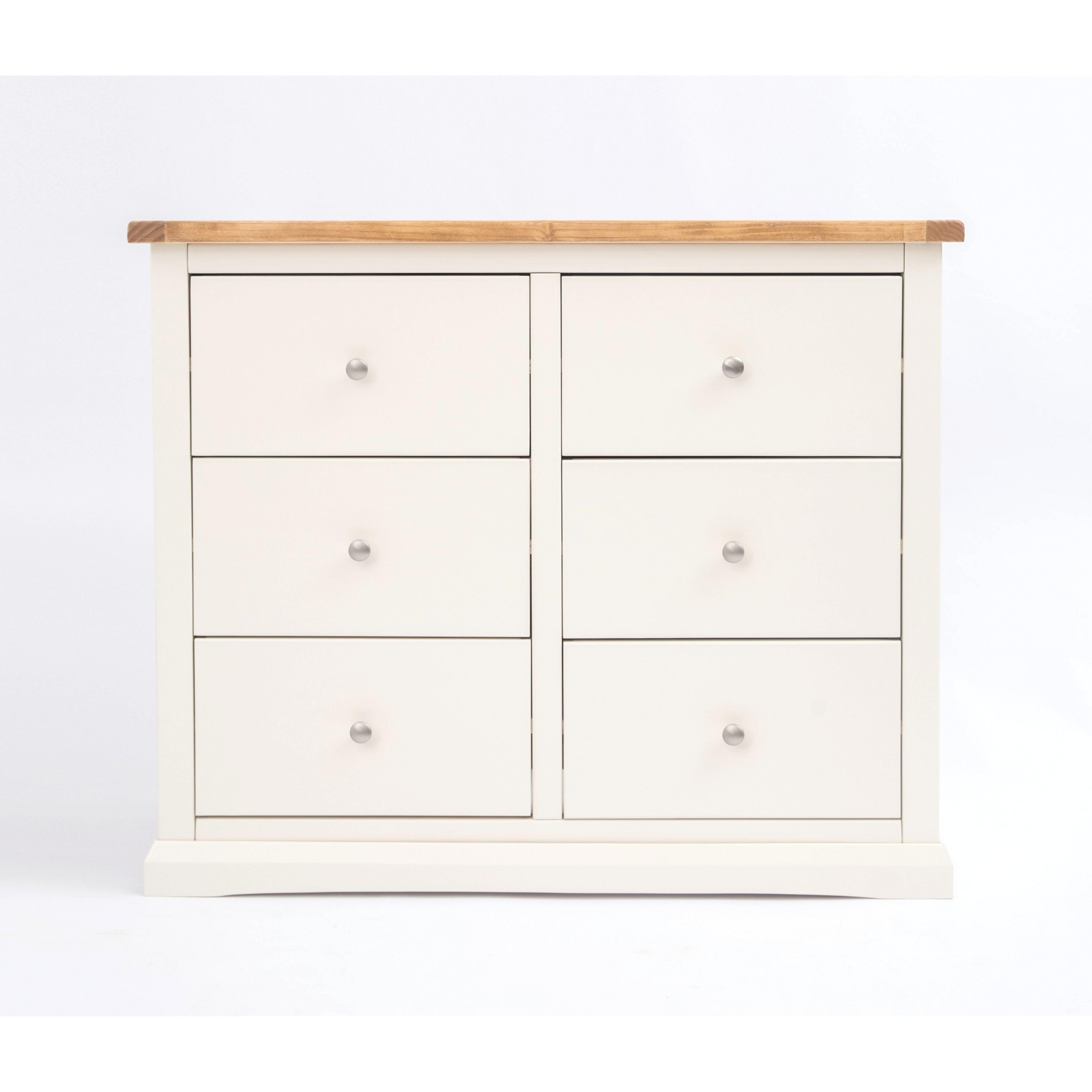 Cabinet Bits Castelli 6 Drawer Chest of Drawers Chrome Knob in Off-White