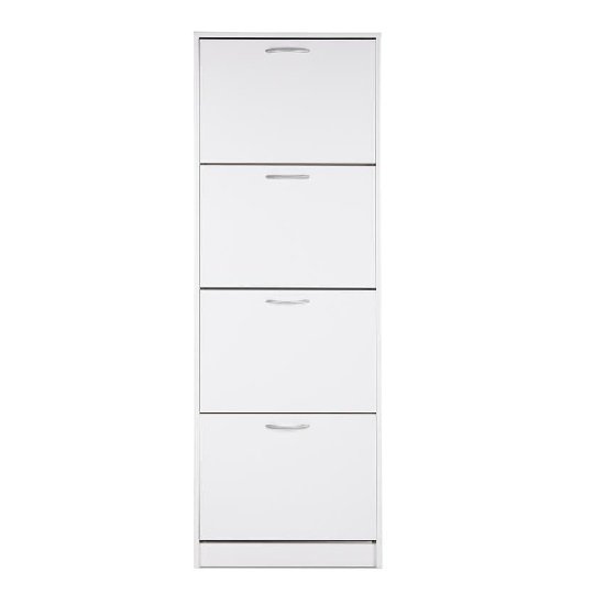Alcott Contemporary Shoe Cabinet In White With 4 Doors