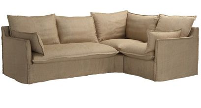 Isaac Asym: LHF 2 Seat Sofabed w RHF Single in Flax Pure Belgian Linen - sofa.com