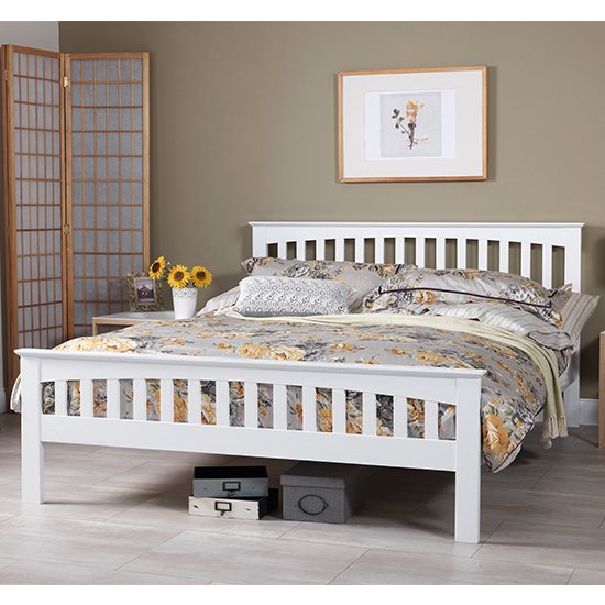 Amelia Hevea Wooden Double Bed In Opal White