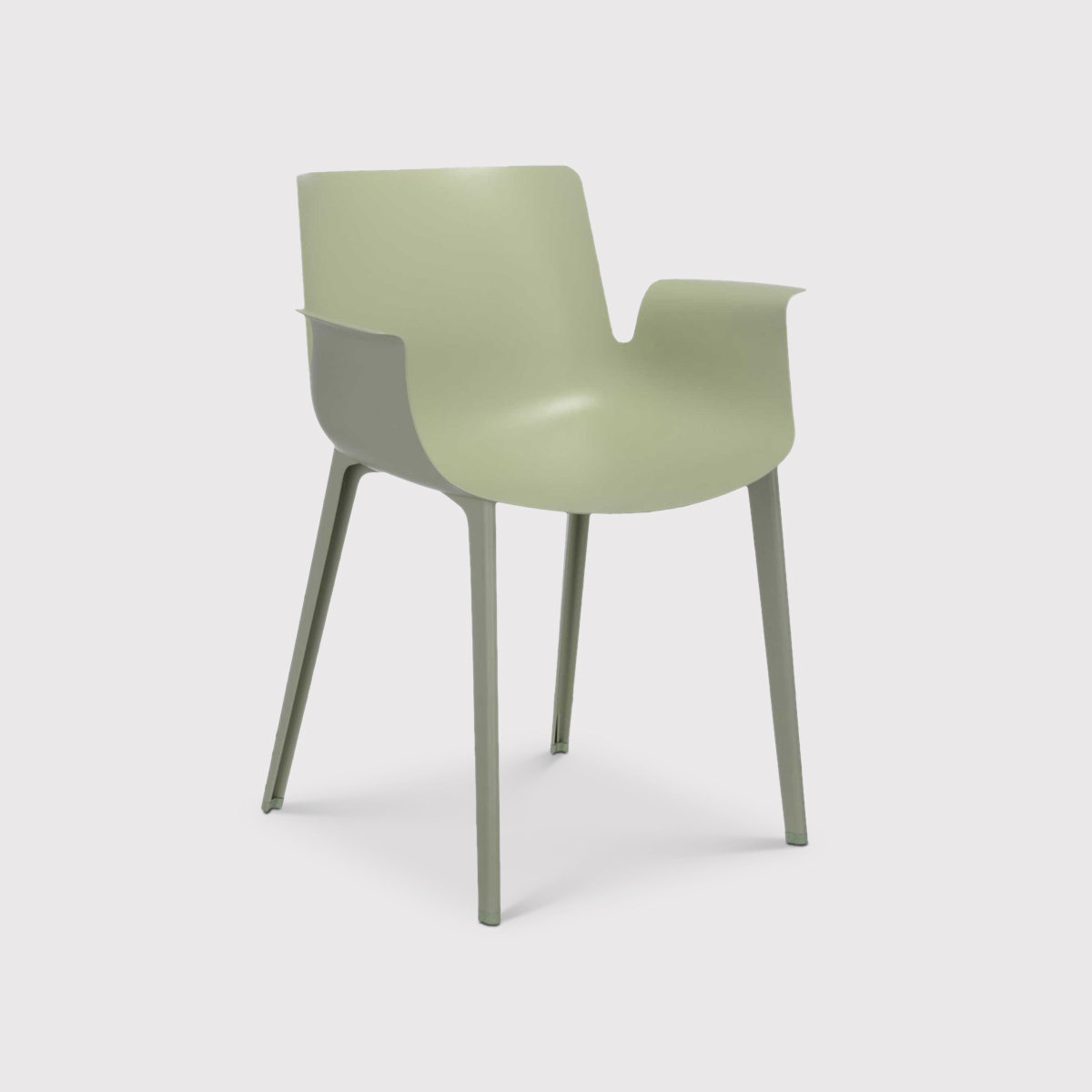 Kartell Piuma Dining Chair With Arms, Green Plastic | Barker & Stonehouse