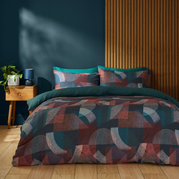Elison Geometric Sateen Duvet Cover & Pillowcase Set