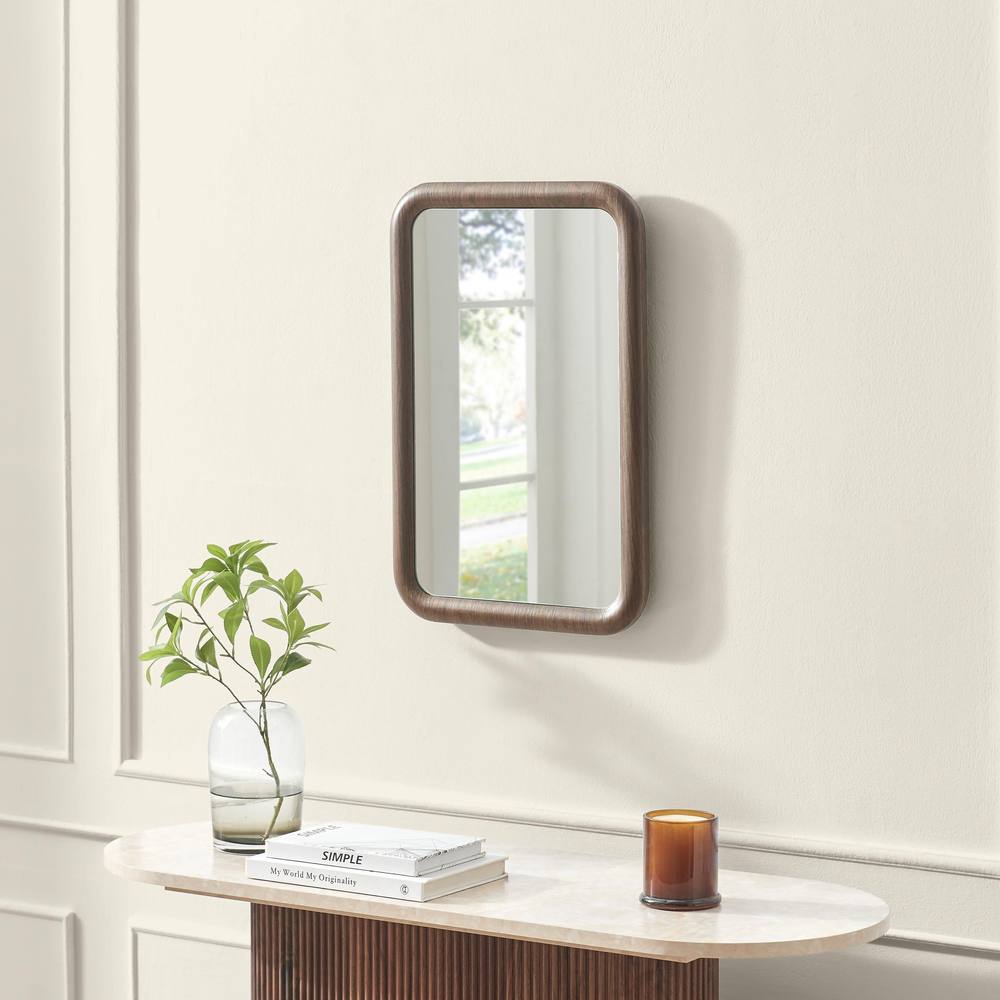FurnitureboxUK Line Walnut Wood Medium Rectangle 60x40cm Wall Mirror