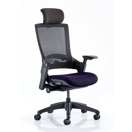 Molet Black Back Headrest Office Chair With Tansy Purple Seat