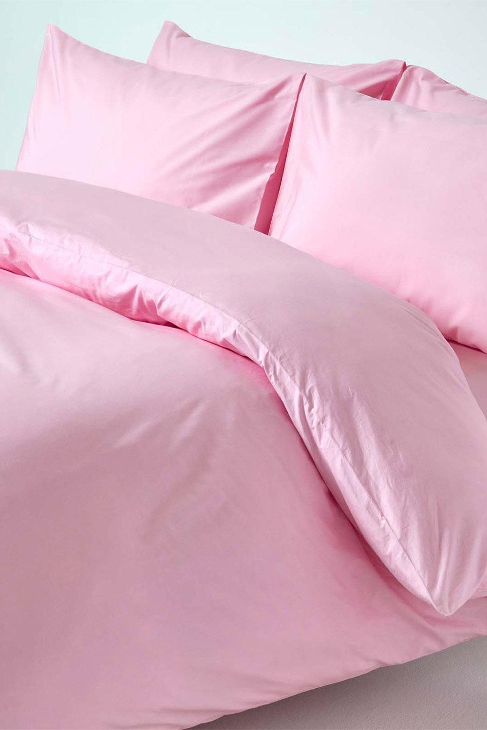 Homescapes Egyptian Cotton Duvet Cover with Pillowcase, 200 TC in Pink