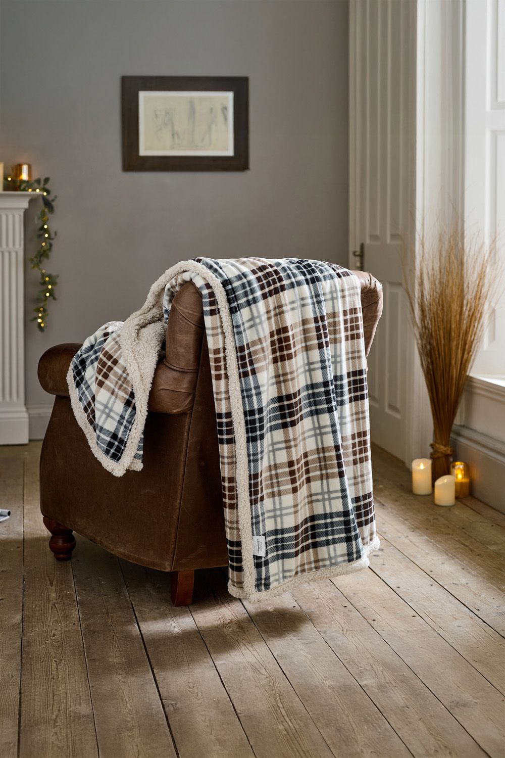 Deyongs Luxury Soft Cosy Warm Fleece Sherpa Large Throw Balwin Tartan Throw 140x180cm | 1846