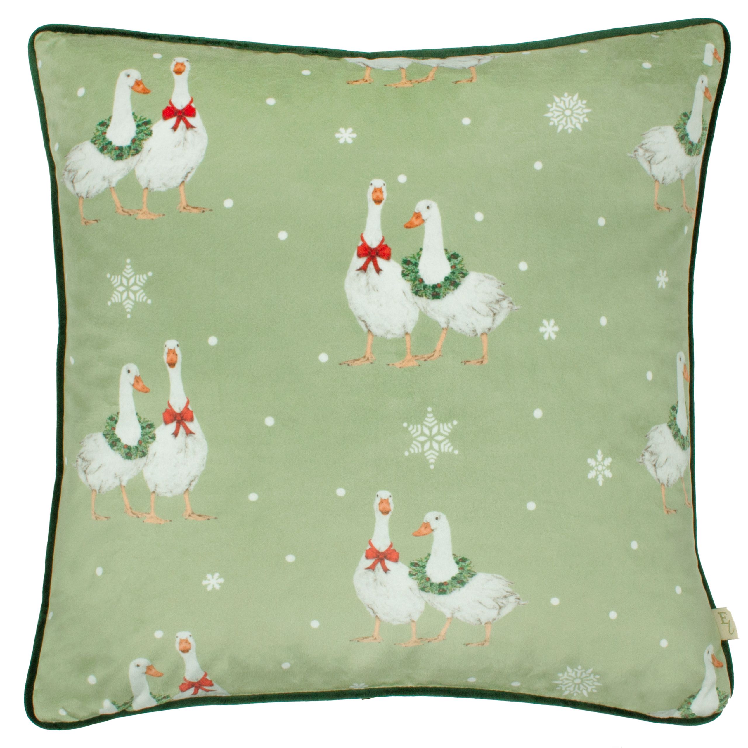 Evans Lichfield Winter Geese Festive Piped Polyester Filled Cushion