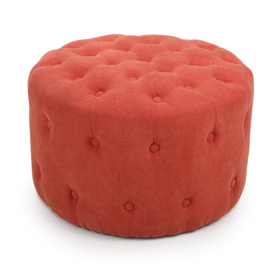 Verona Small Round Pouffe In Brick Orange