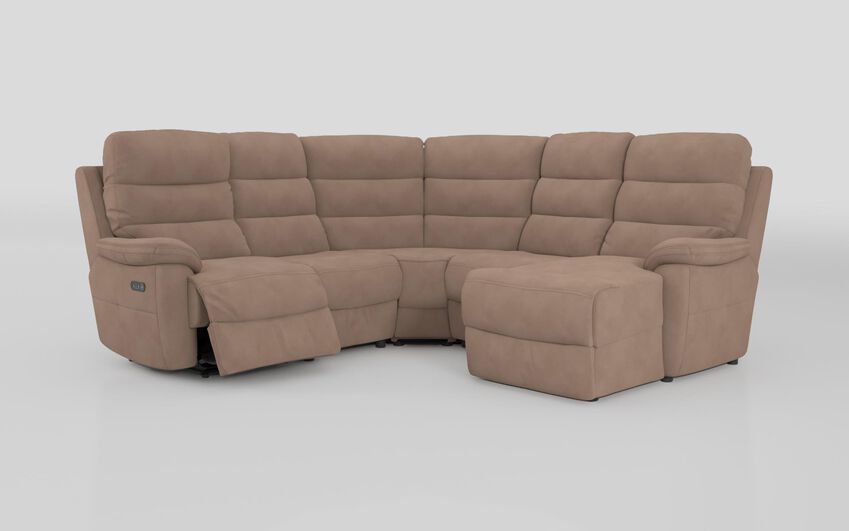 Beige Fabric Ossett 2 Corner 2 Right Hand Facing Chaise Left Hand Facing Power Sofa with Head Tilt