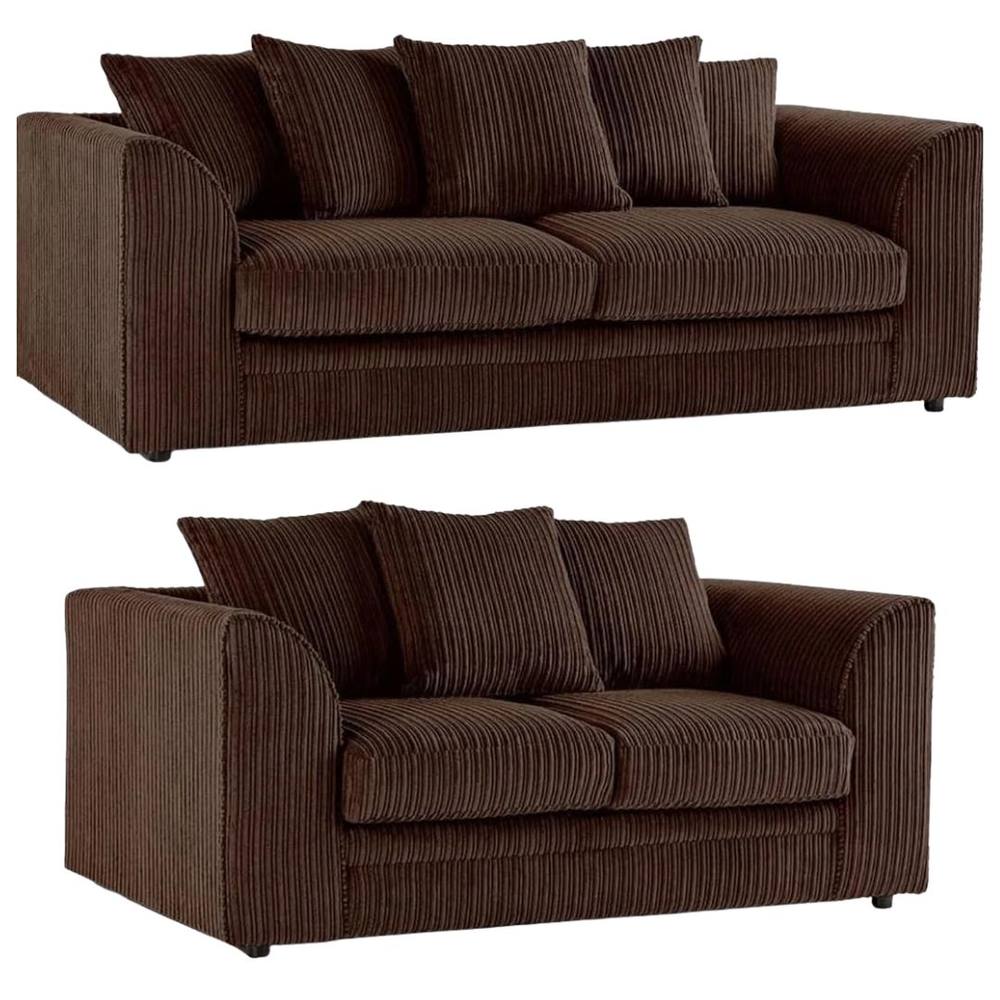 Bliss Furniture Jumbo Cord Scatter Back 3+2 Sofa Set in Dylan Brown