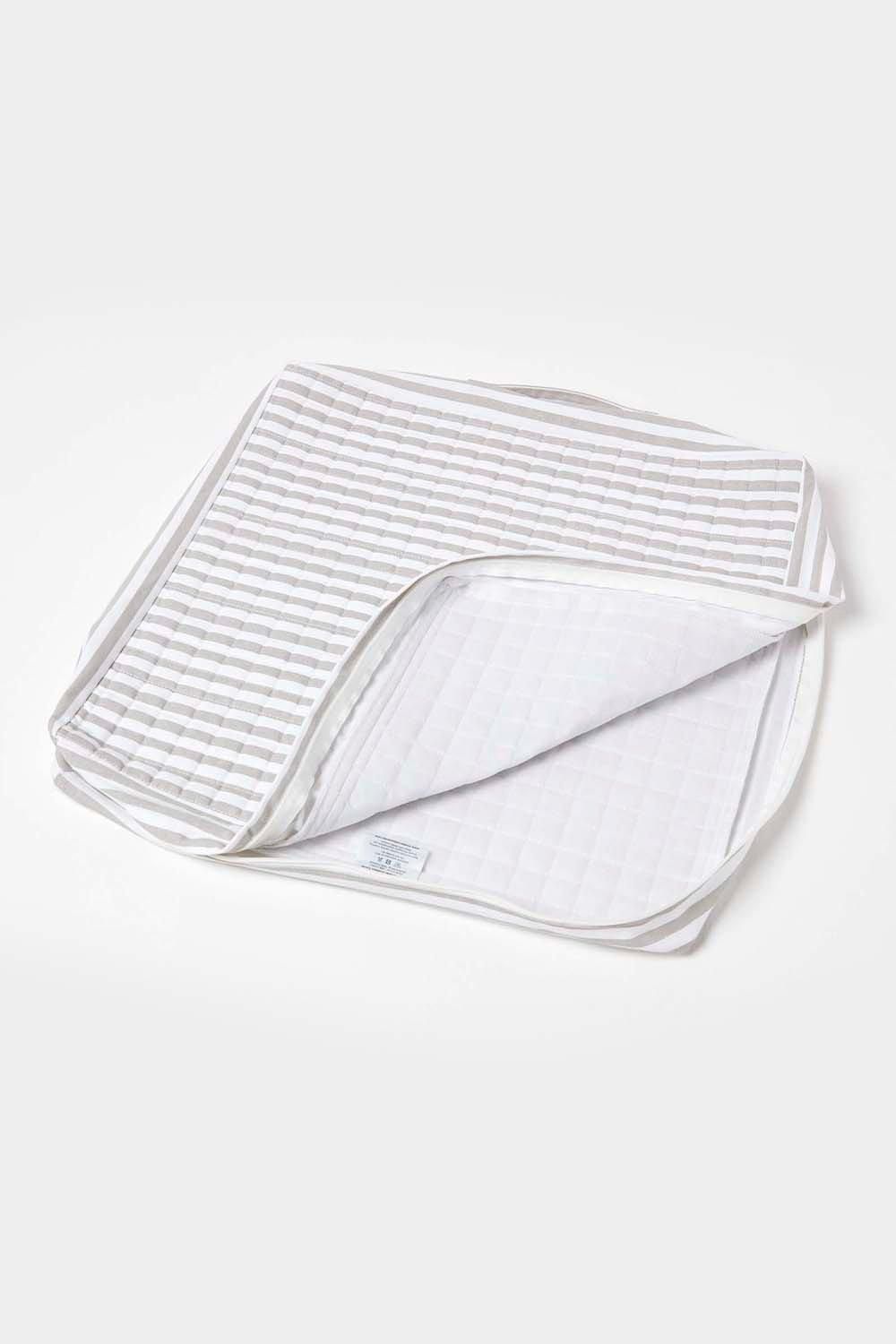 Homescapes Quilted Cotton Armchair Booster Cushion Cover in Grey