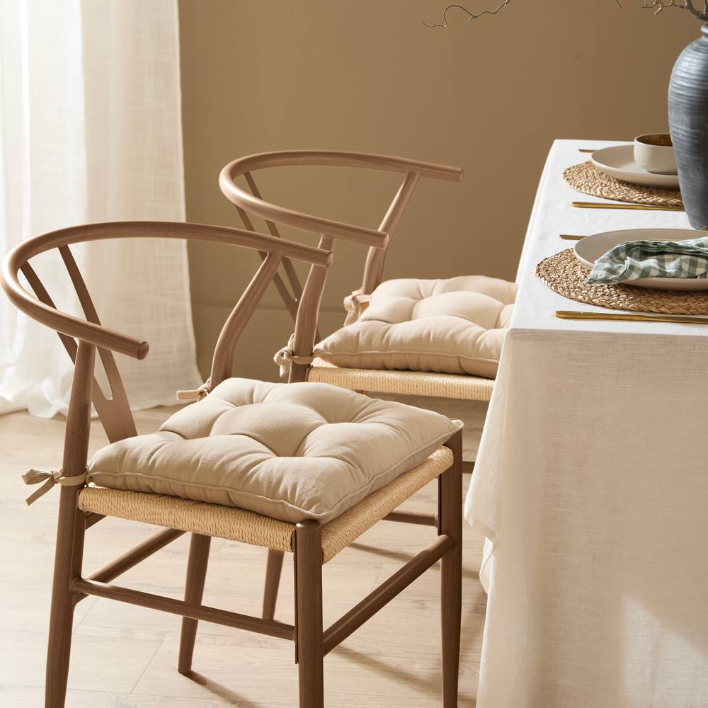 Yard Slub Cotton 2-Pack Plain Indoor/Outdoor Seat Pads in Off-White