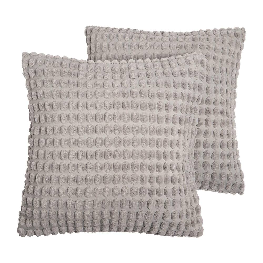 OHS 2 Pack Bobble Cushion Covers Home Decor Set in Light Grey