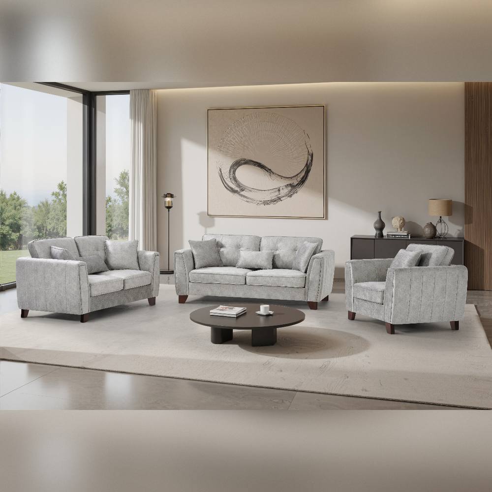 Comfy Living Ltd Faux Suede Sofa 3 Seater 2 Seater Arm Chair In Grey