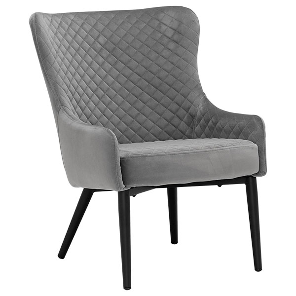 Rivington Velvet Lounge Chair Grey
