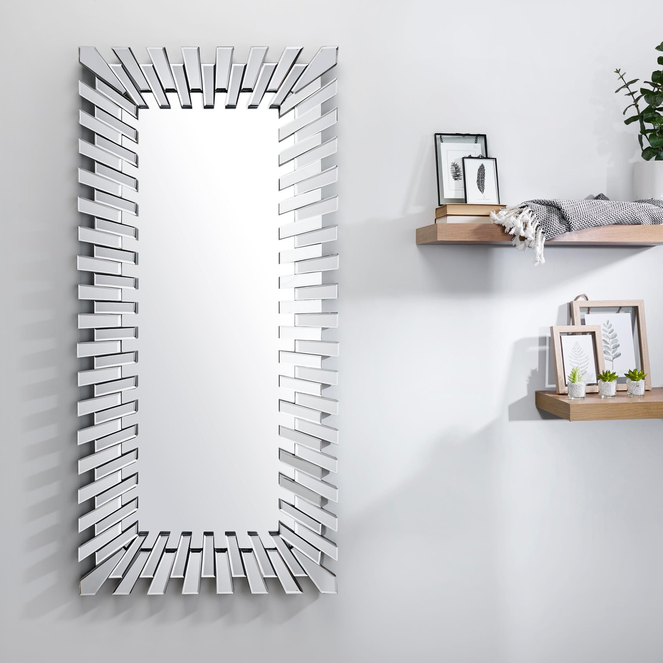 FurnitureboxUK Starburst Large 170cm x 80cm 3D Silver Rectangular Sunburst Modern Hallway Bedroom Dining & Living Room Mirror