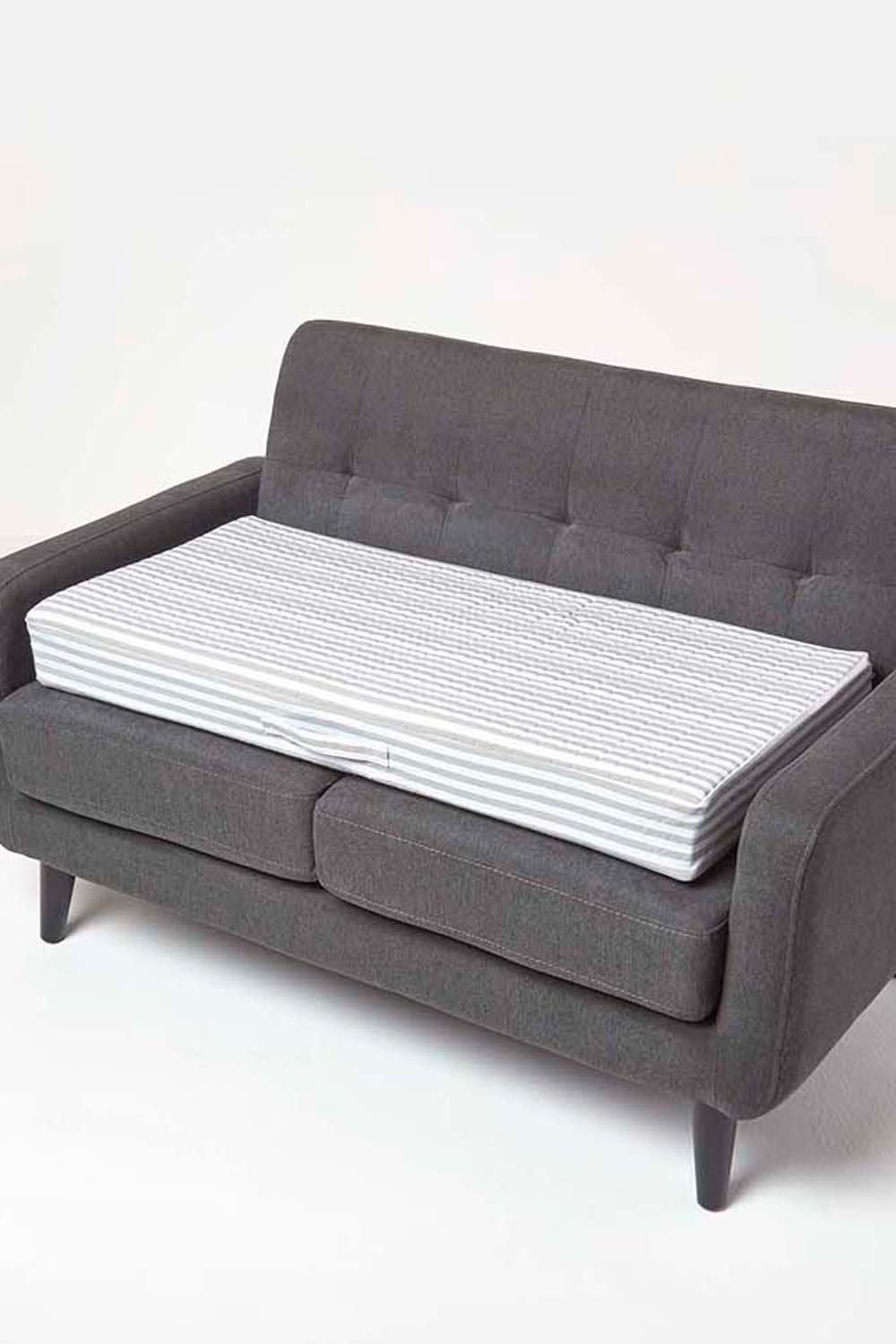 Homescapes Cotton Orthopaedic Foam 2 Seater Booster Cushion in Grey