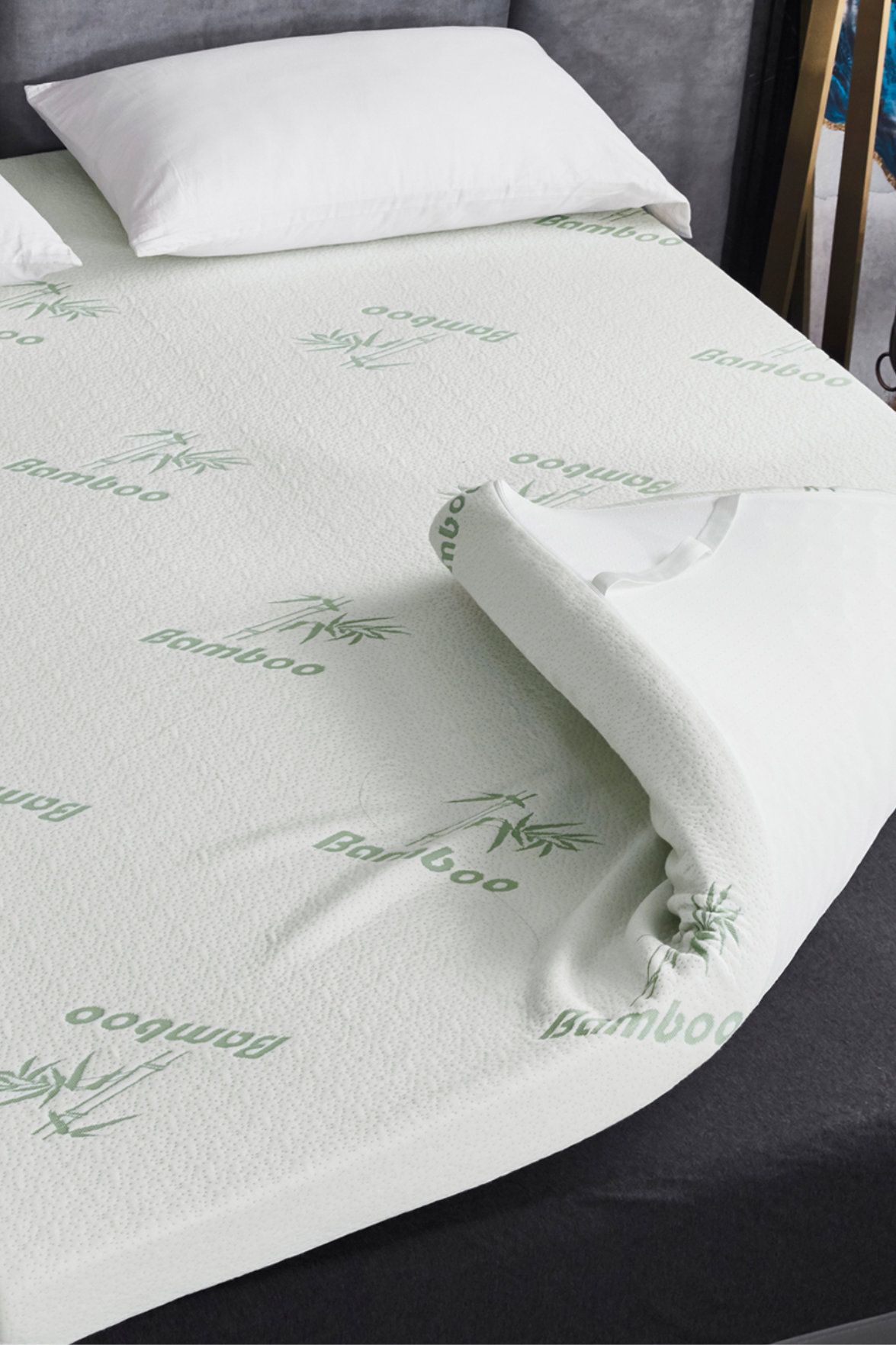 Ezysleep Super Soft Bamboo Memory Foam Mattress Topper 2 Inch in White