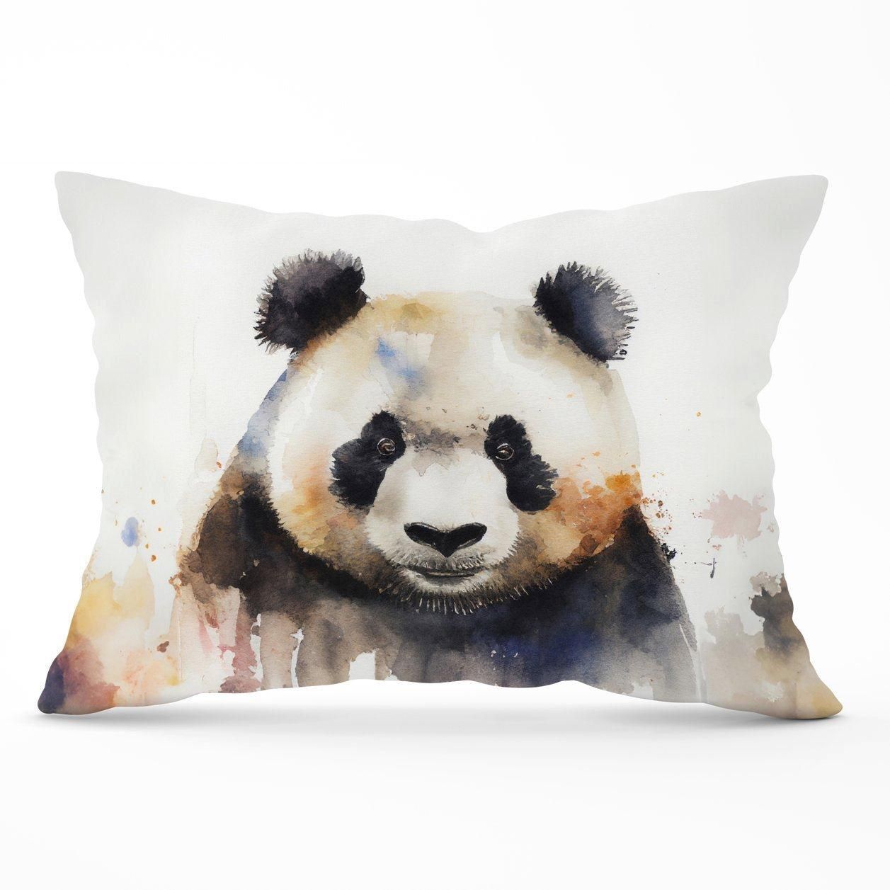 Warren Reed - Designer Panda Watercolour Cushions in Brown