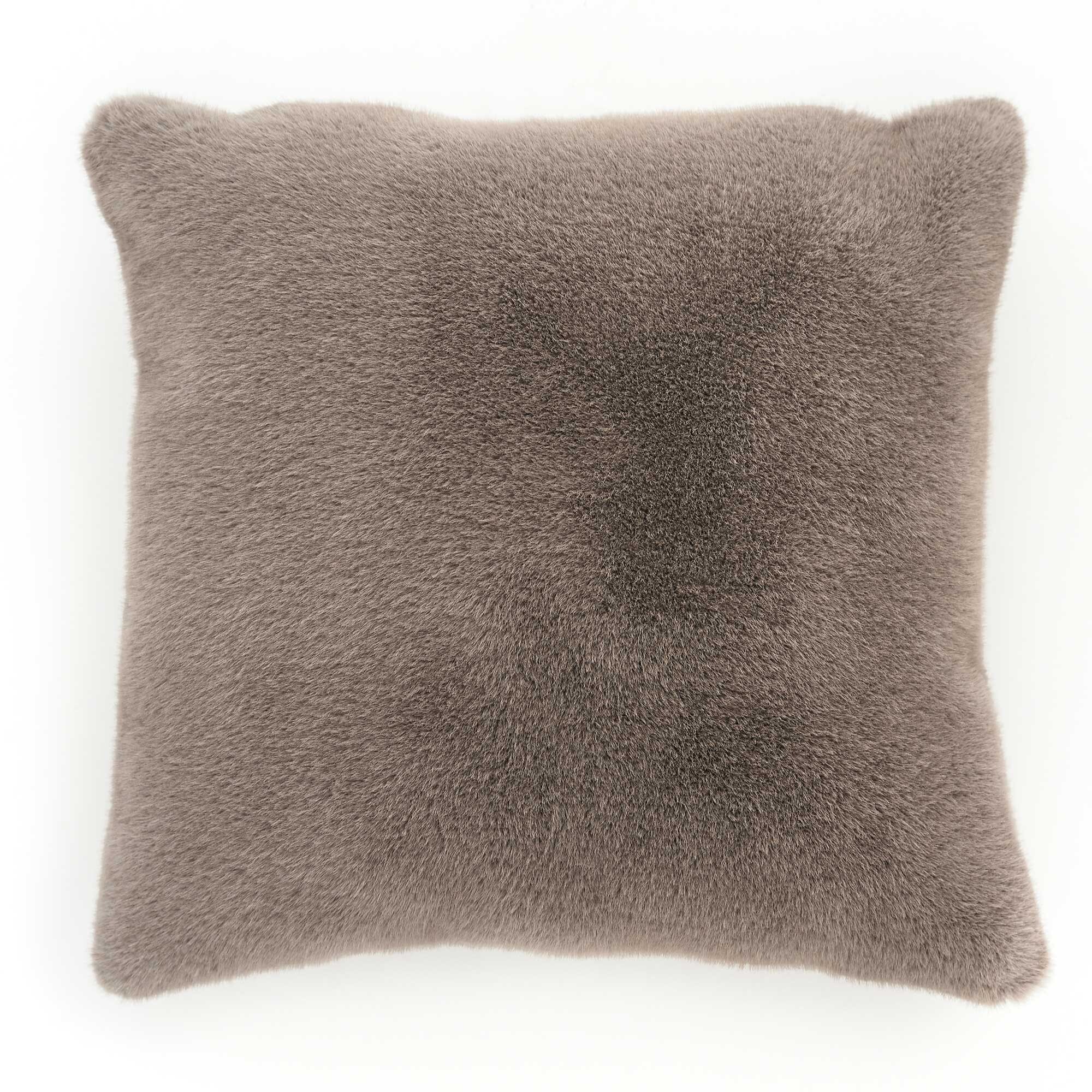 Truffle Faux Fur Cushion, Square, Brown Polyester | Barker & Stonehouse