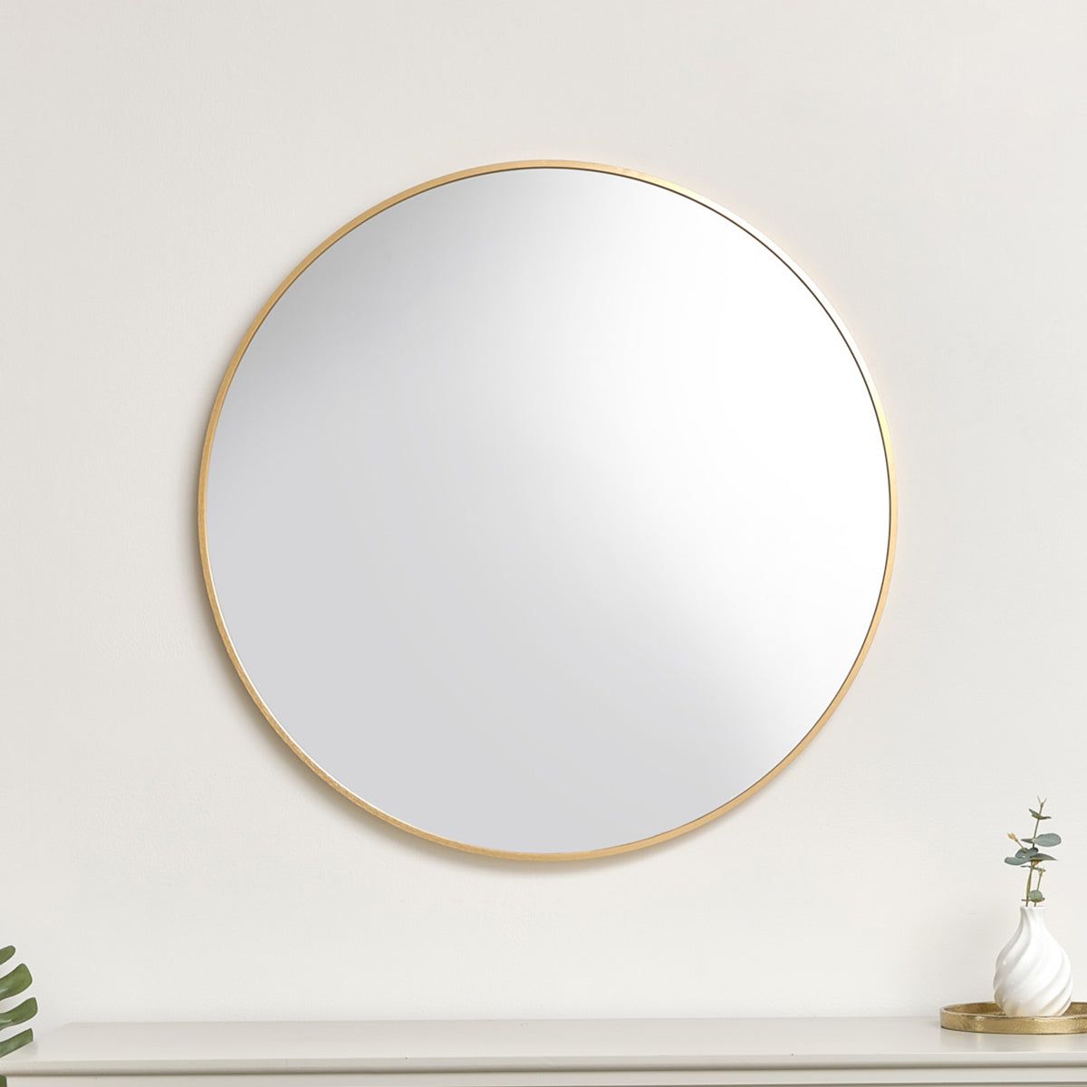 Melody Maison Large Round Antique Gold Wall Mirror - 80cm X 80cm in Metallic Gold