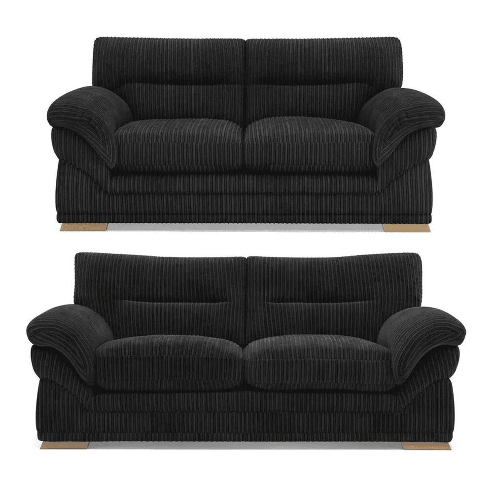 Bliss Furniture Amalfi 3+2 Seater Claude Sofa Modern Plush Fabric in Black
