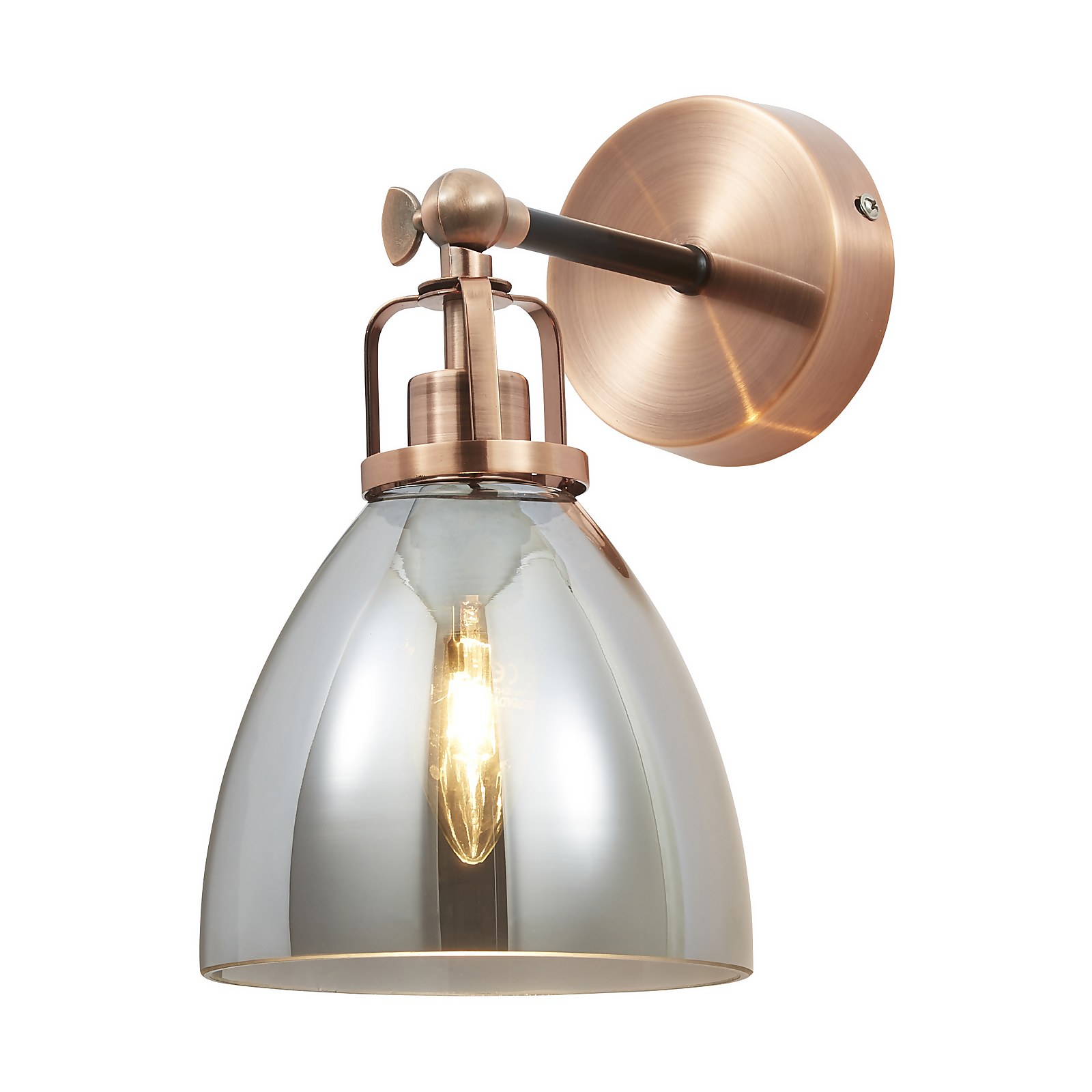 Decan Wall Light - Smoke & Copper