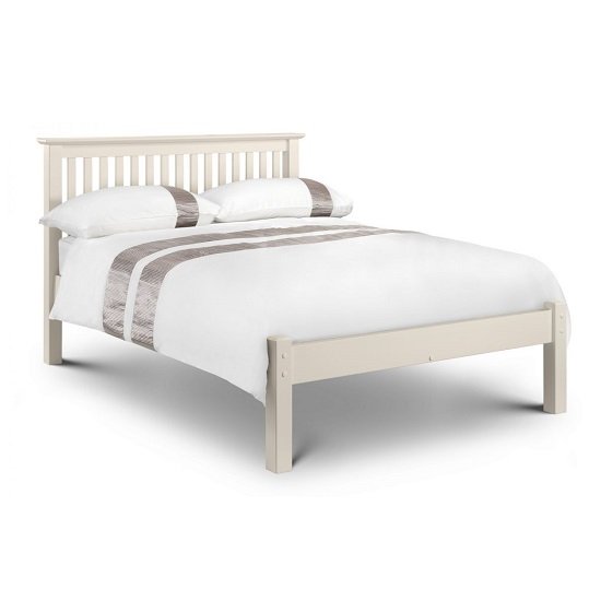 Velva Wooden Double Size Low Foot Bed In Stone White