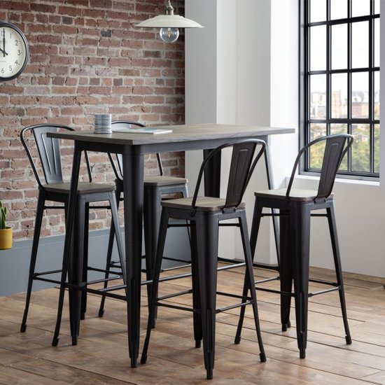 Grafton Bar Set In Mocha Elm With 4 Stools